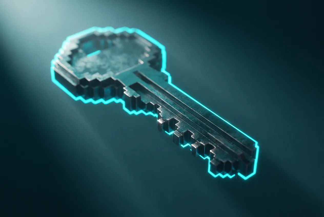 Physical key in shallow focus
